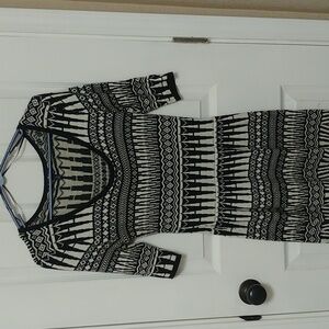 Freshman Black and White Geometric Knit Dress